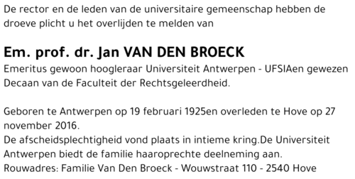 Jan Van Den Broeck