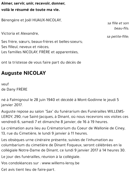 Auguste NICOLAY