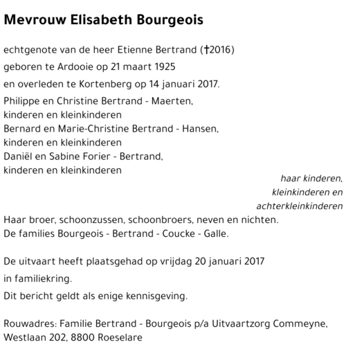 Elisabeth BOURGEOIS