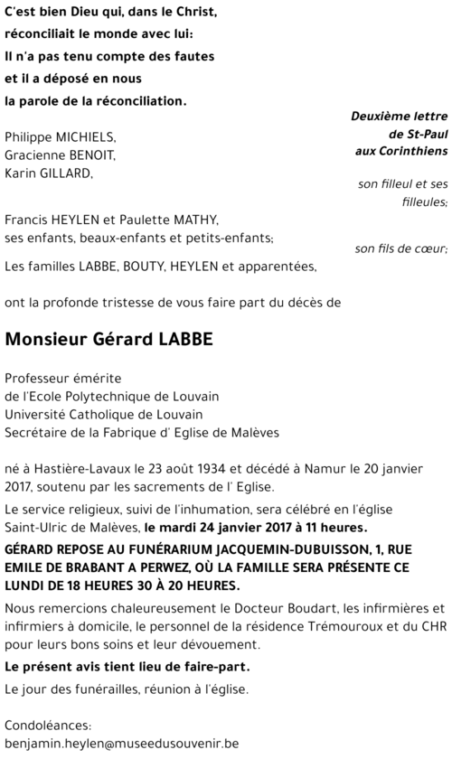Gérard LABBE