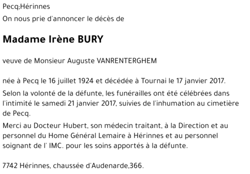 Irène BURY