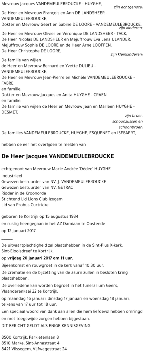 Jacques VANDEMEULEBROUCKE