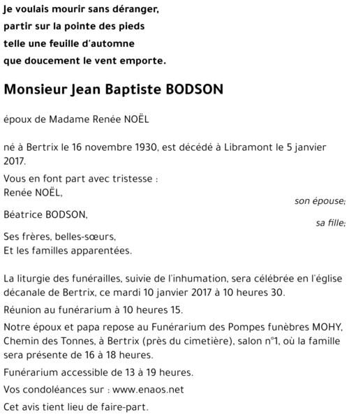 Jean Baptiste BODSON
