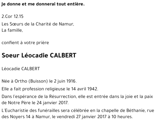 Léocadie CALBERT