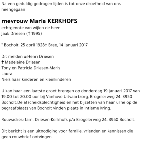 Maria Kerkhofs