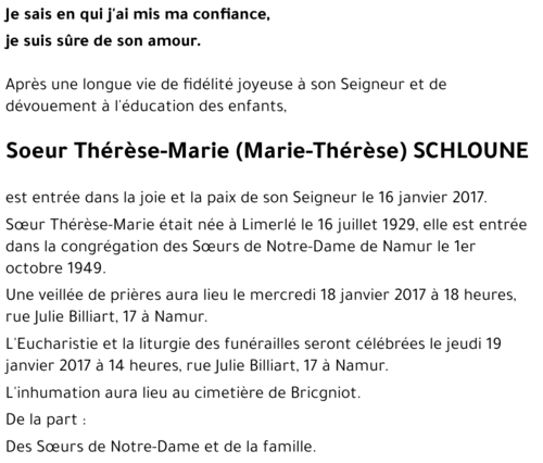 Marie-Thérèse SCHLOUNE