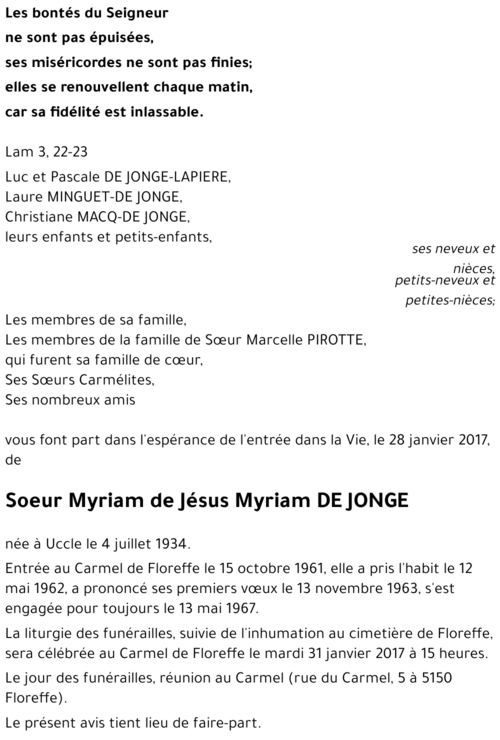 Myriam DE JONGE
