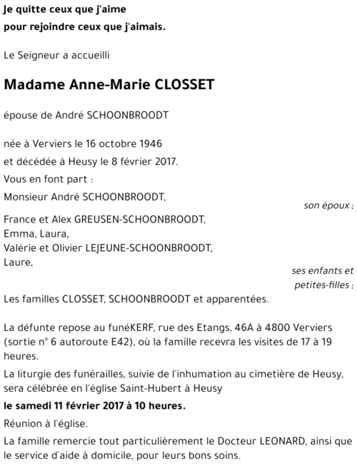 Anne-Marie CLOSSET