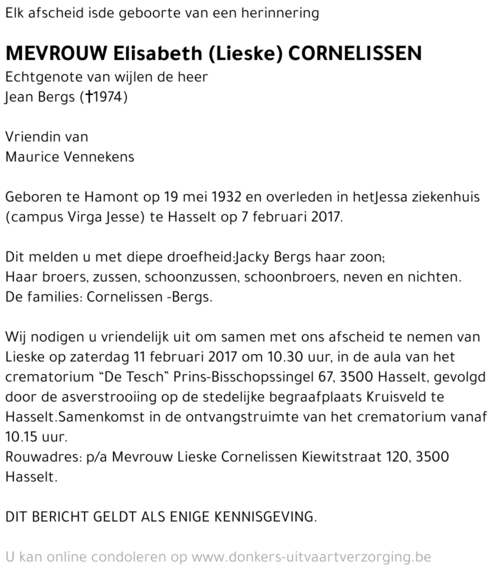 Elisabeth (Lieske) Cornelissen