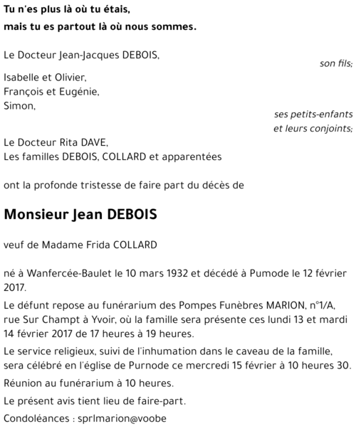 Jean DEBOIS