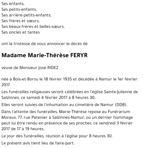 Marie-Thérèse FERYR