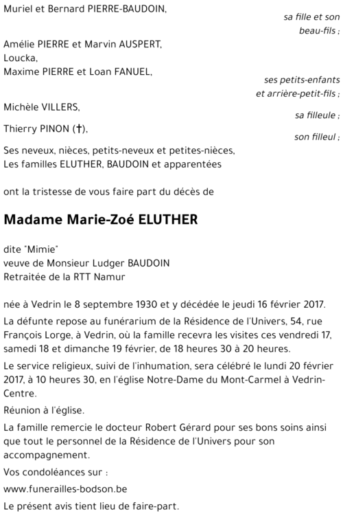 Marie-Zoé ELUTHER
