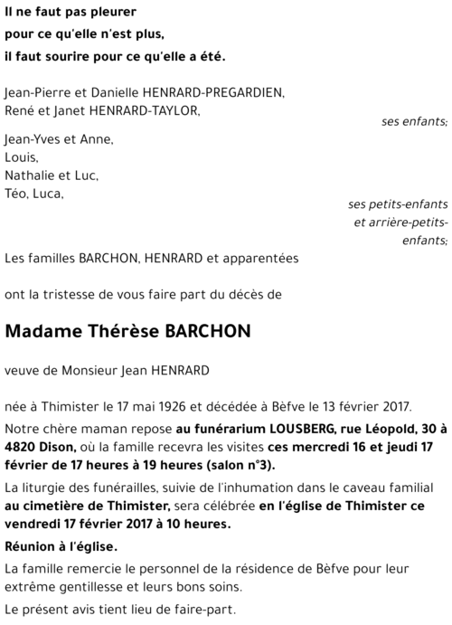 Thérèse BARCHON