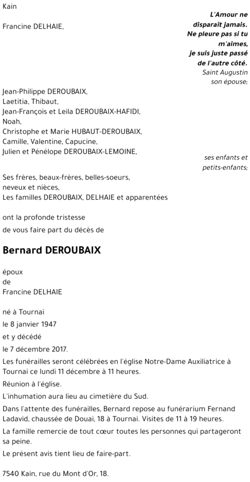 Bernard DEROUBAIX
