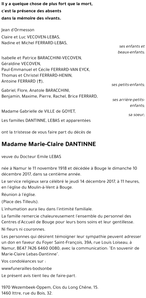 Marie-Claire DANTINNE