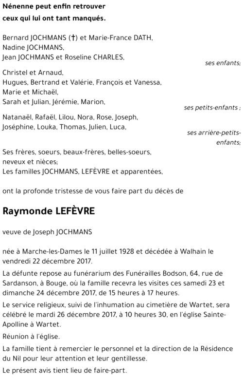 Raymonde LEFEVRE
