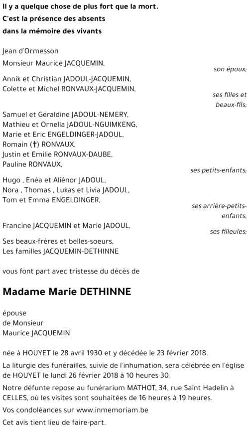 Marie DETHINNE