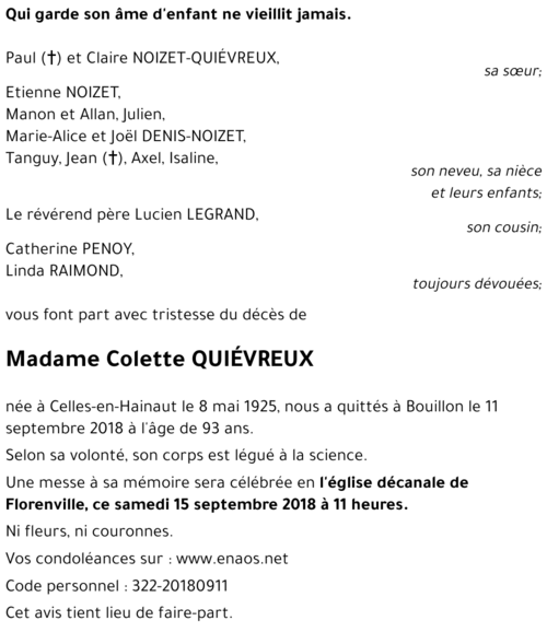 Colette QUIÉVREUX
