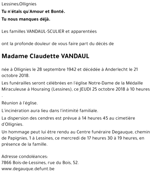 Claudette VANDAUL
