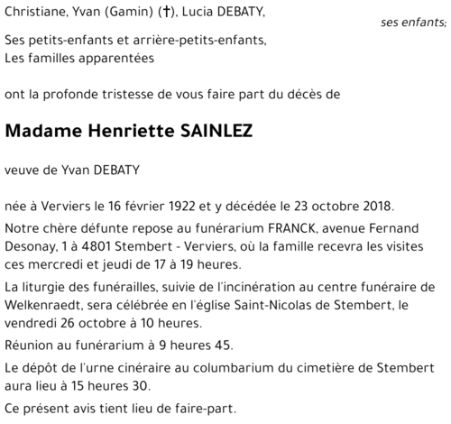 Henriette SAINLEZ