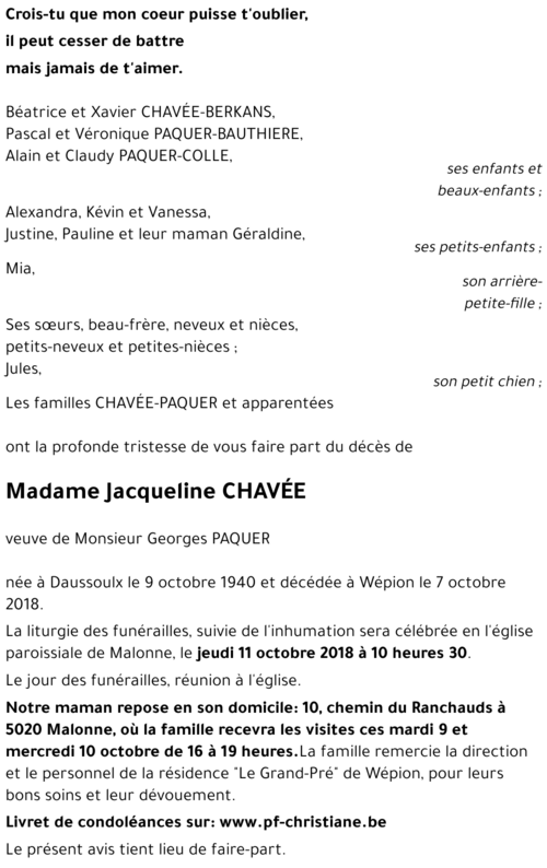 Jacqueline CHAVÉE