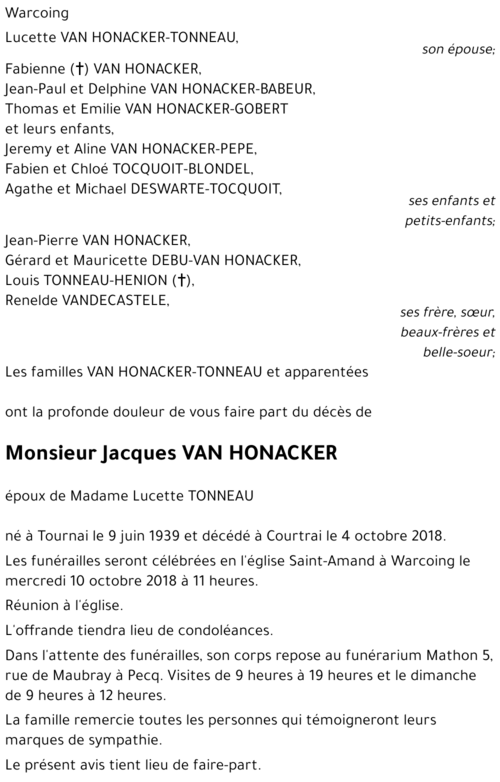 Jacques VAN HONACKER