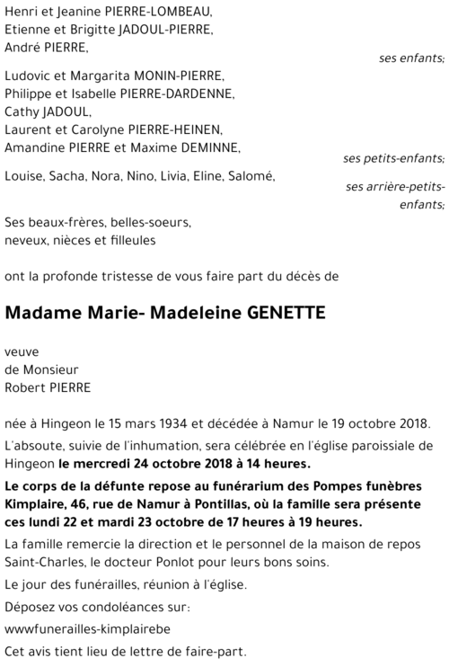 Marie-Madeleine GENETTE