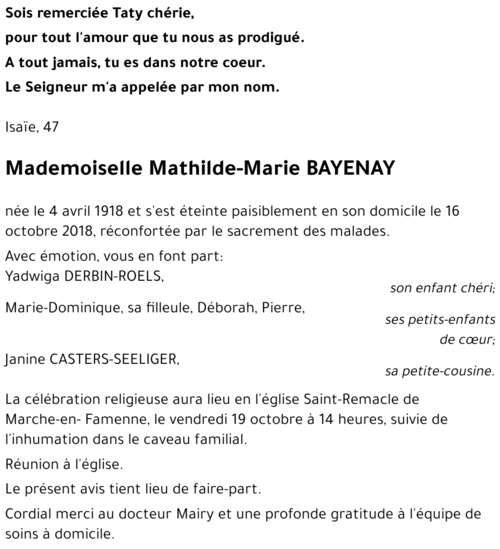 Mathilde-Marie BAYENAY