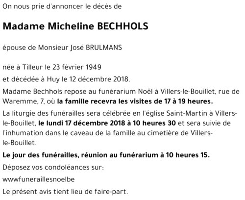 Micheline BECHHOLS