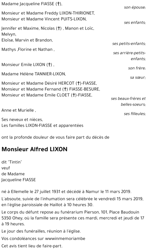 Alfred LIXON (dit Tintin)