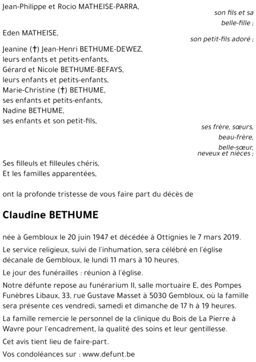 Claudine BETHUME