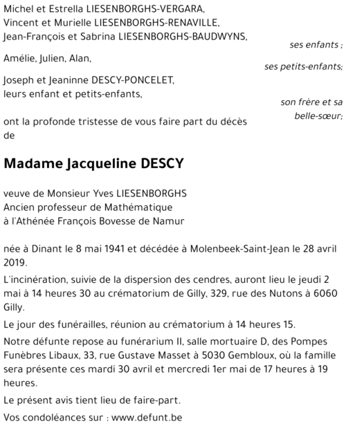Jacqueline DESCY