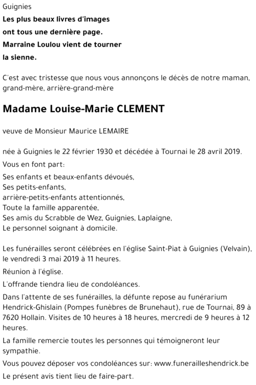 Louise-Marie CLEMENT