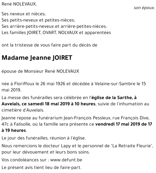 Jeanne JOIRET