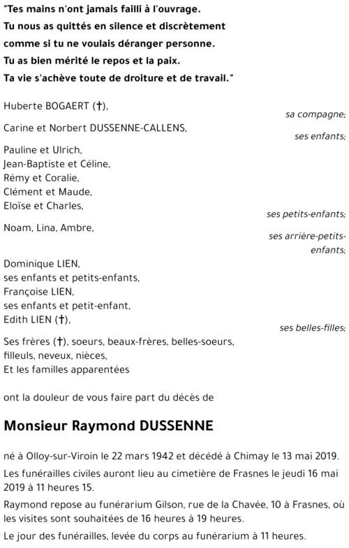 Raymond DUSSENNE