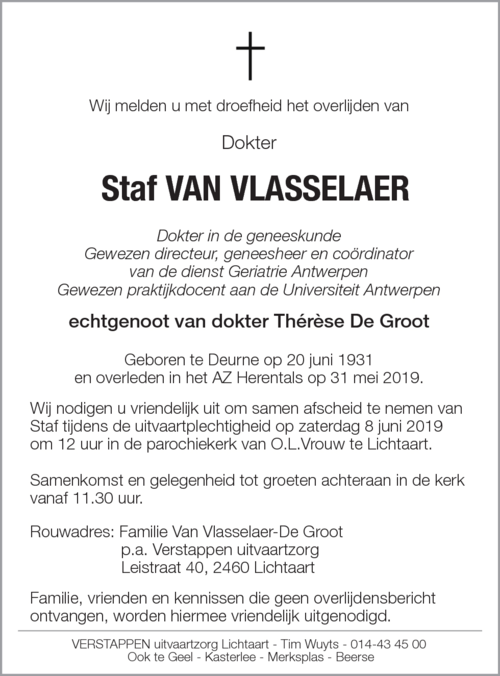 Staf Van Vlasselaer