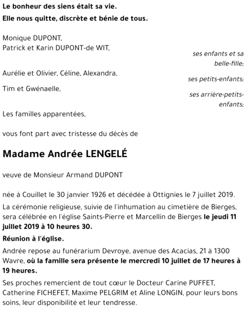 Andrée LENGELÉ