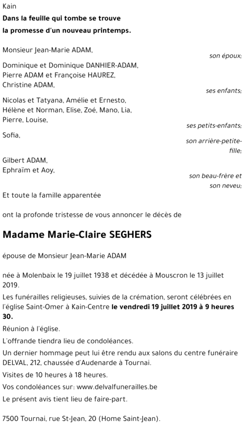 Marie-Claire SEGHERS