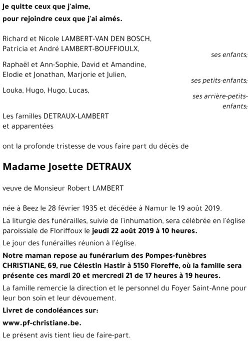 Josette DETRAUX
