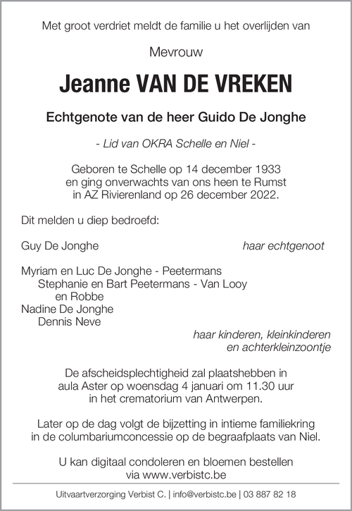 Jeanne Van de Vreken