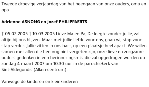 Jozef en Adrienne Philippaerts-Asnong