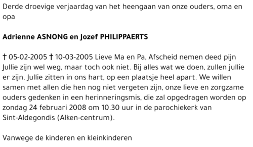 Jozef en Adrienne Philippaerts-Asnong