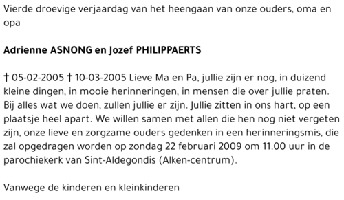 Jozef en Adrienne Philippaerts-Asnong