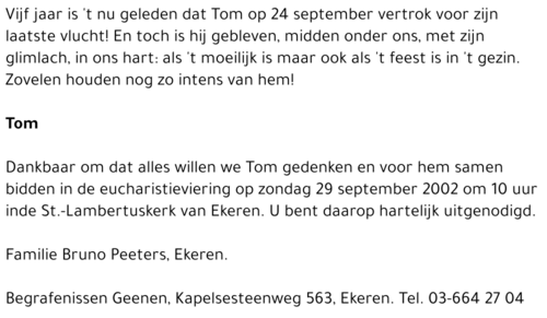 TOM PEETERS