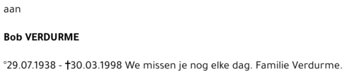 BOB VERDURME