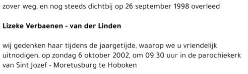 LIZEKE VERBAENEN-VAN DER LINDEN