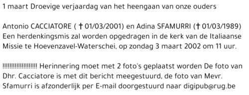 Antonio & Adina CACCIATORE - SFAMURRI