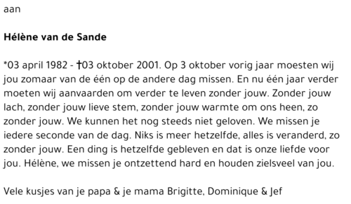 HÉLÈNE VAN DE SANDE