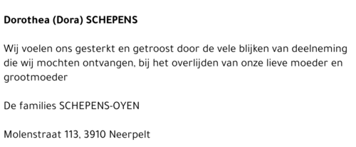 Dorothea (Dora) Schepens