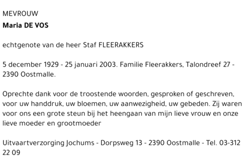 Maria DE VOS